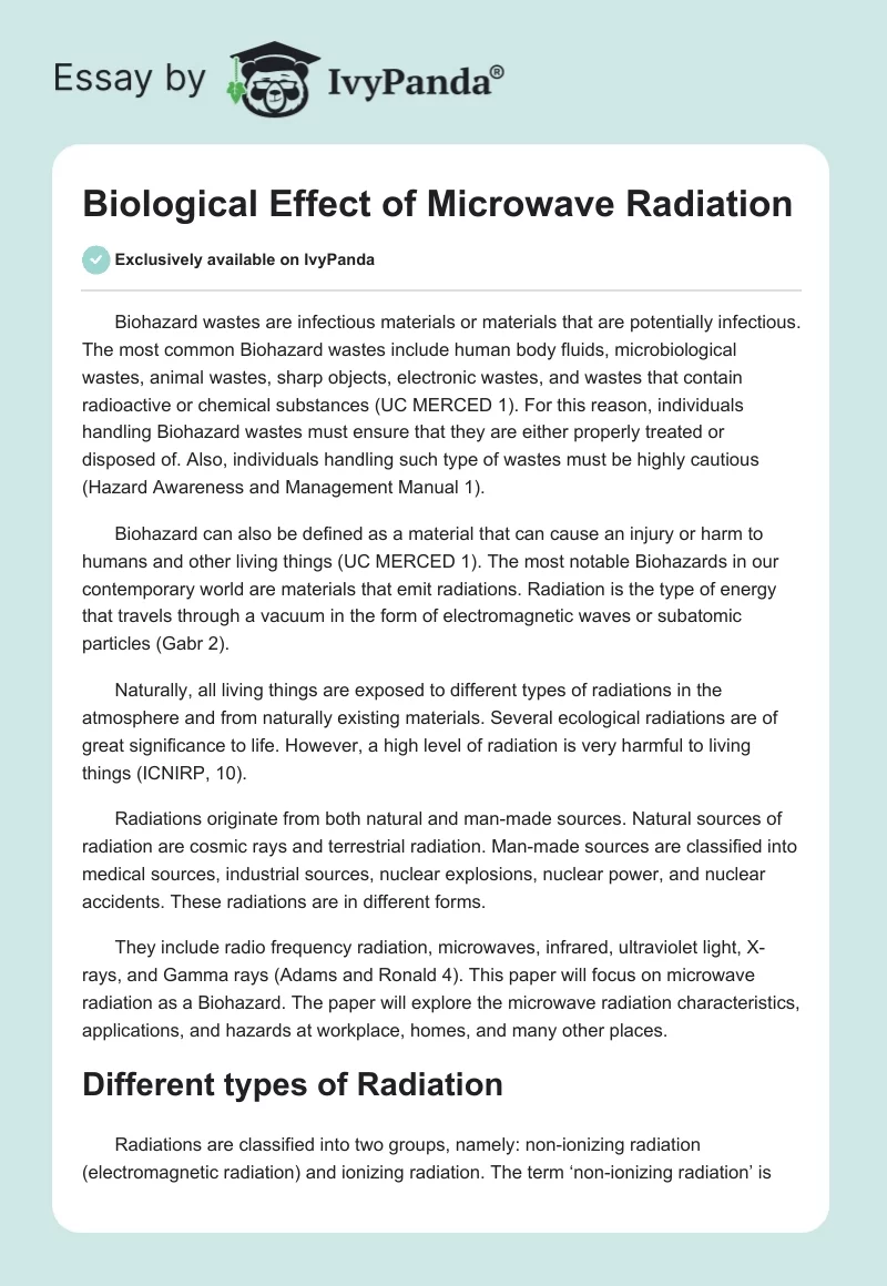 Biological Effect of Microwave Radiation. Page 1