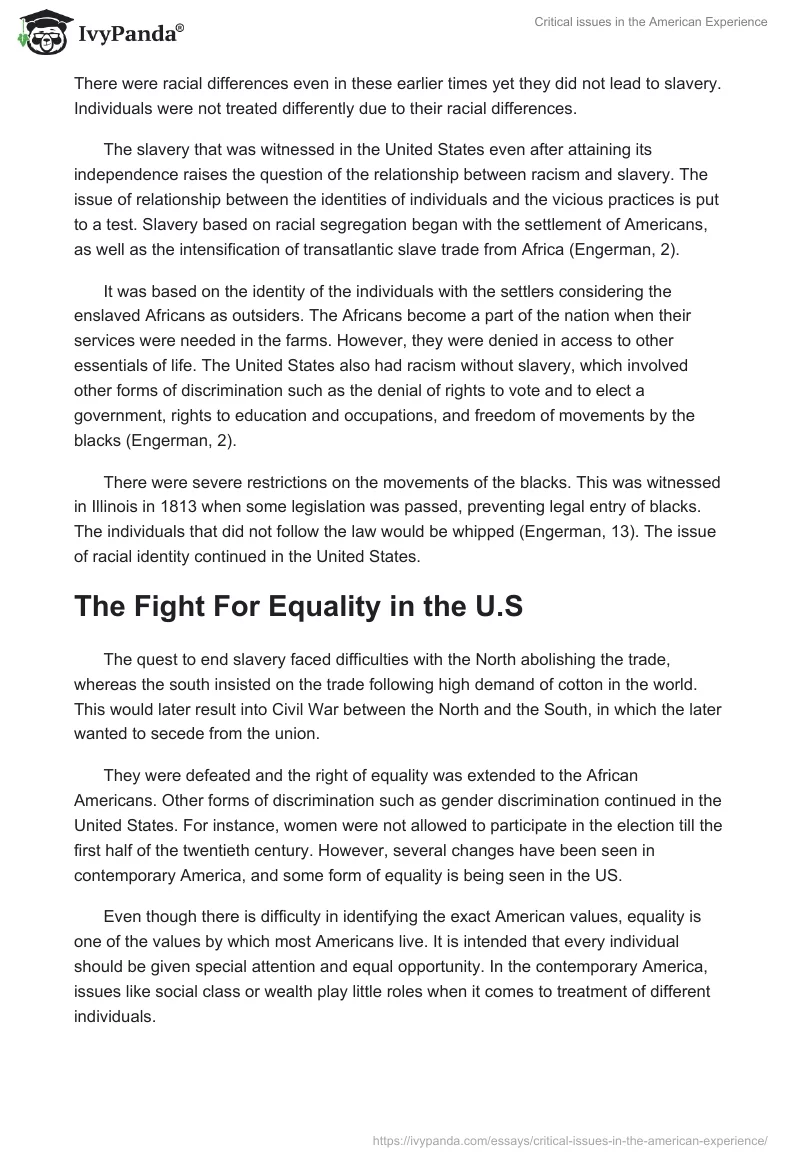 Critical issues in the American Experience. Page 4
