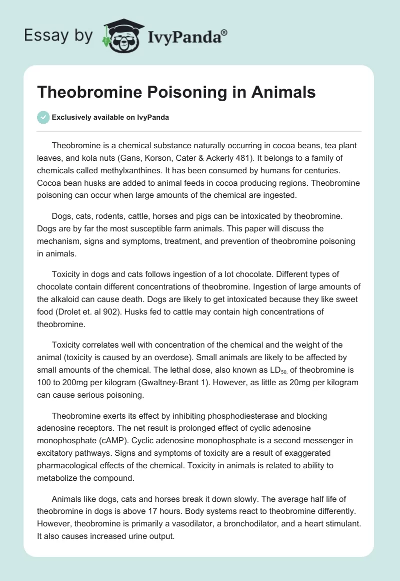 Theobromine Poisoning in Animals. Page 1