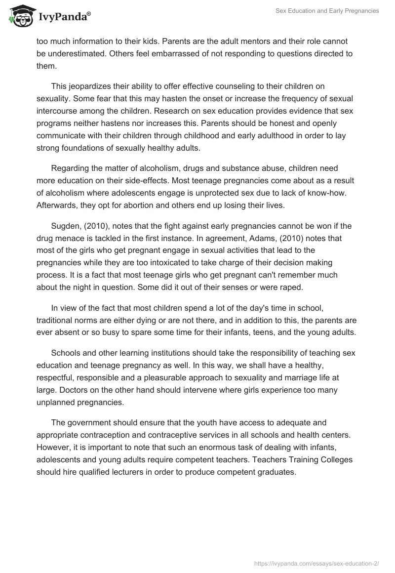Sex Education and Early Pregnancies. Page 4