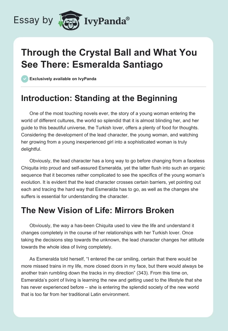Through the Crystal Ball and What You See There: Esmeralda Santiago. Page 1