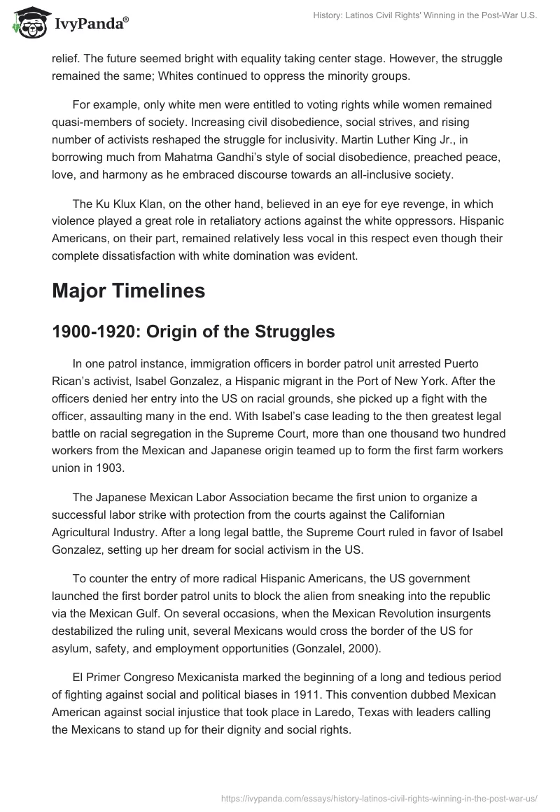 History: Latinos Civil Rights' Winning in the Post-War U.S.. Page 2