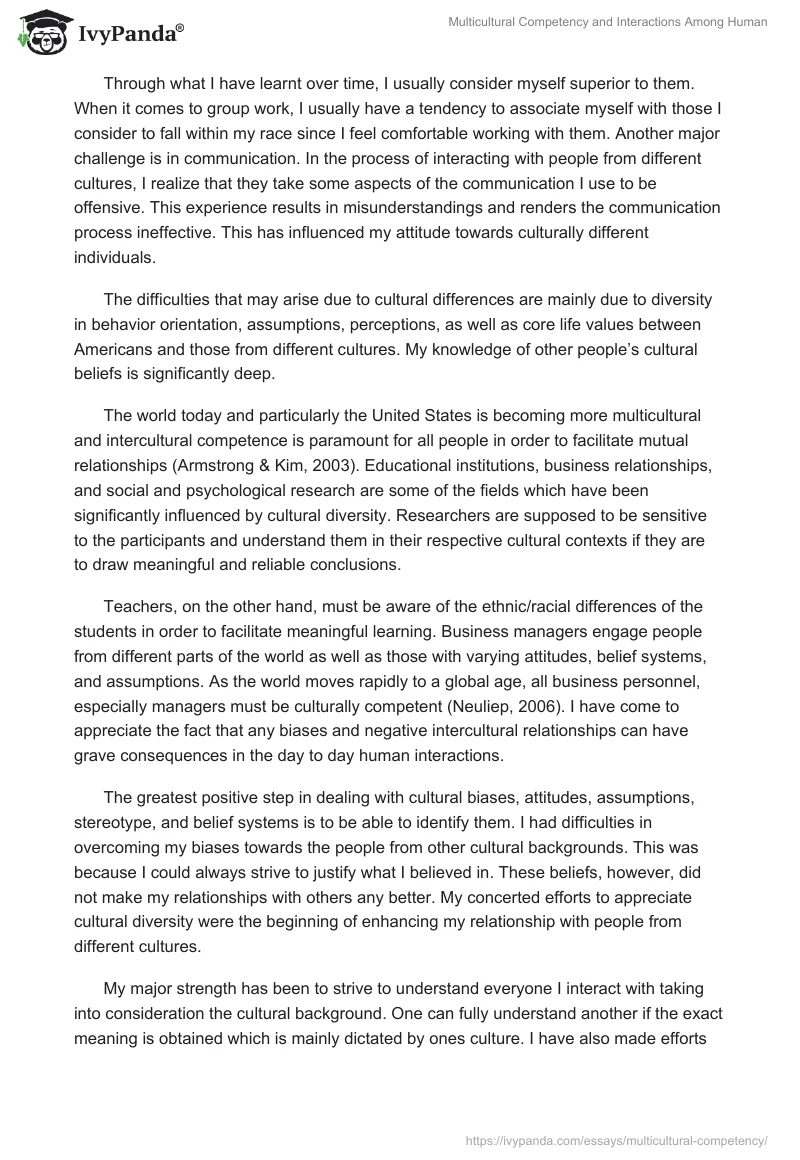 Multicultural Competency and Interactions Among Human. Page 2