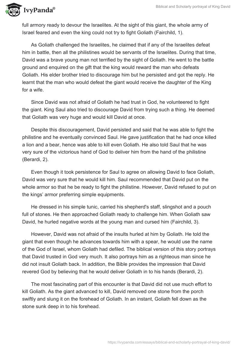 Biblical and Scholarly portrayal of King David. Page 3