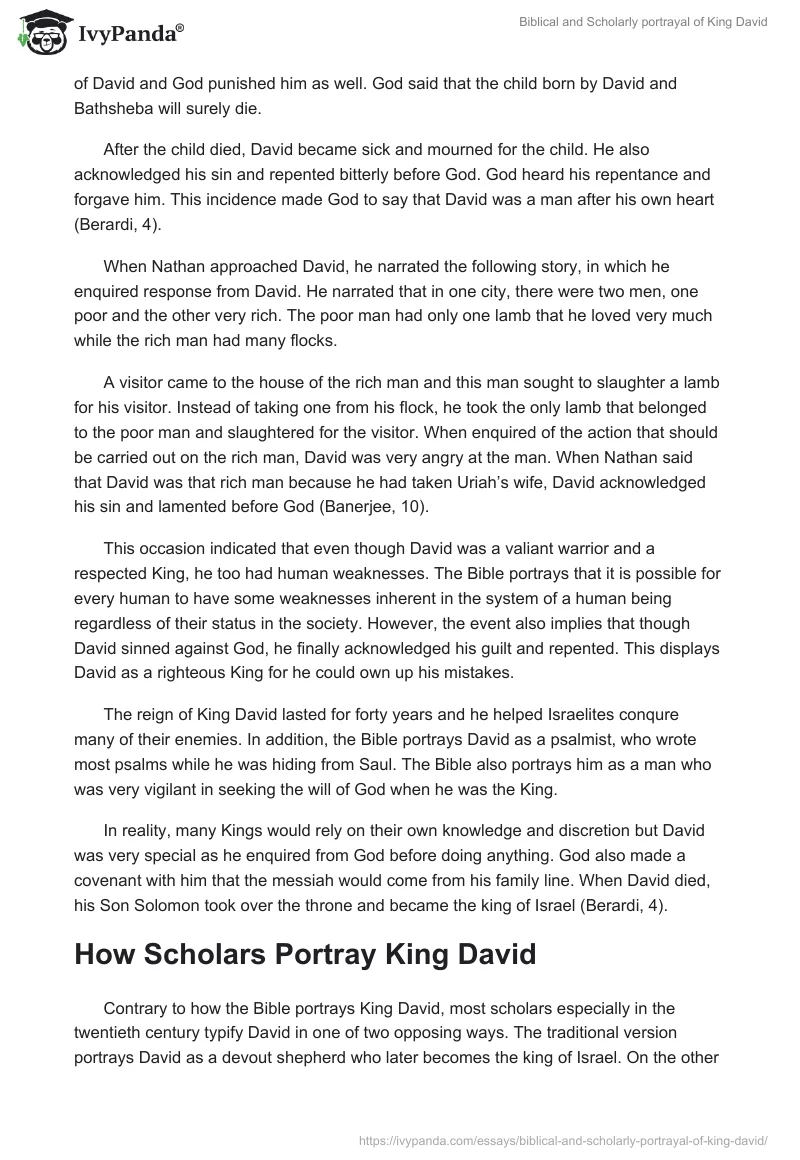 Biblical and Scholarly portrayal of King David. Page 5