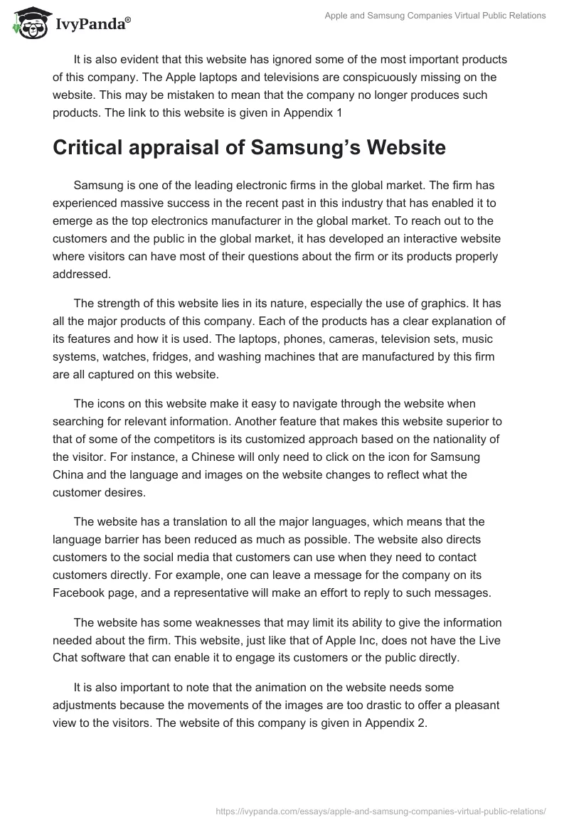 Apple and Samsung Companies Virtual Public Relations. Page 3