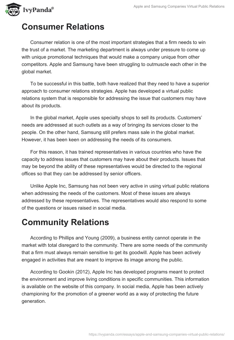Apple and Samsung Companies Virtual Public Relations. Page 5