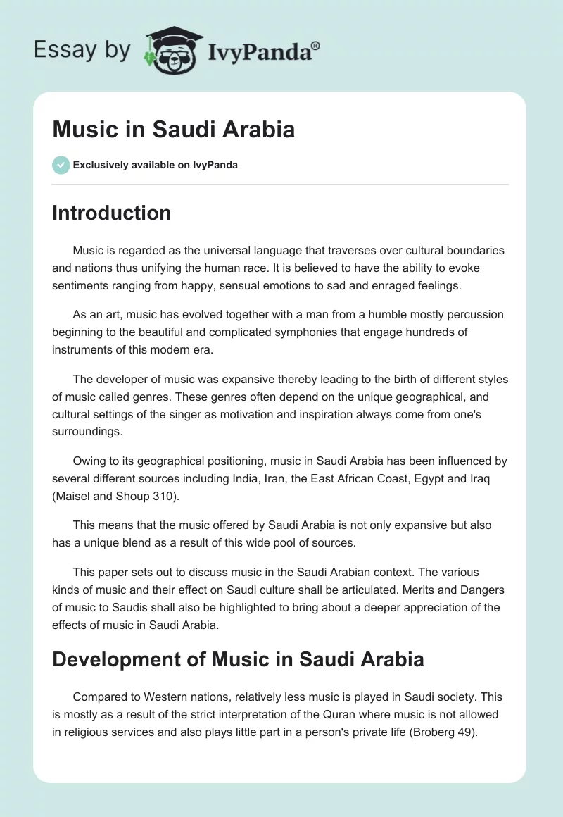 Music in Saudi Arabia. Page 1
