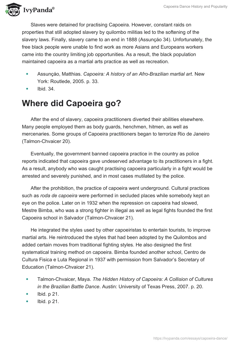 Capoeira Dance History and Popularity. Page 3