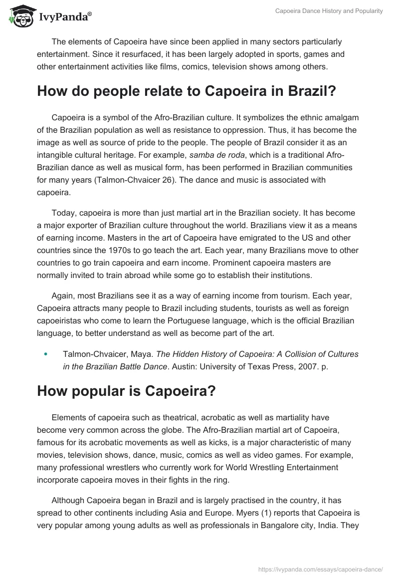 Capoeira Dance History and Popularity. Page 4