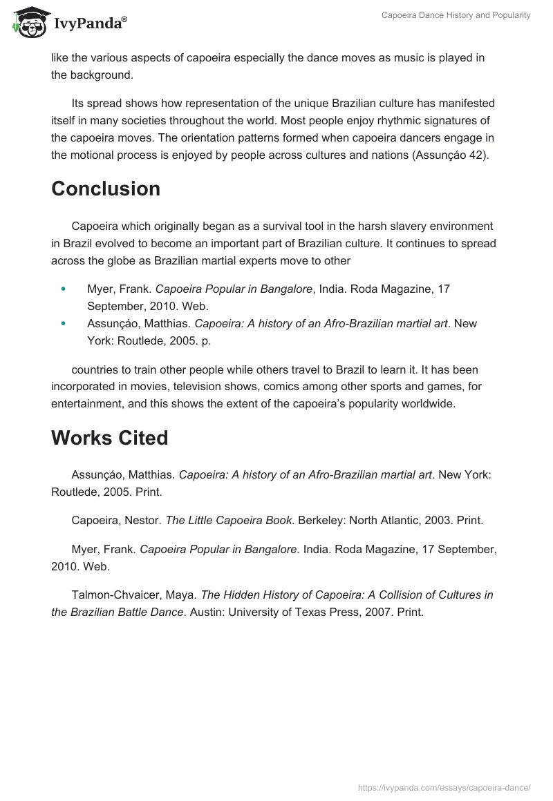 Capoeira Dance History and Popularity. Page 5
