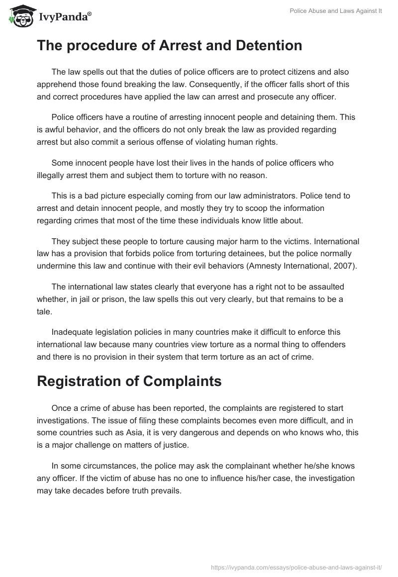 Police Abuse and Laws Against It. Page 4