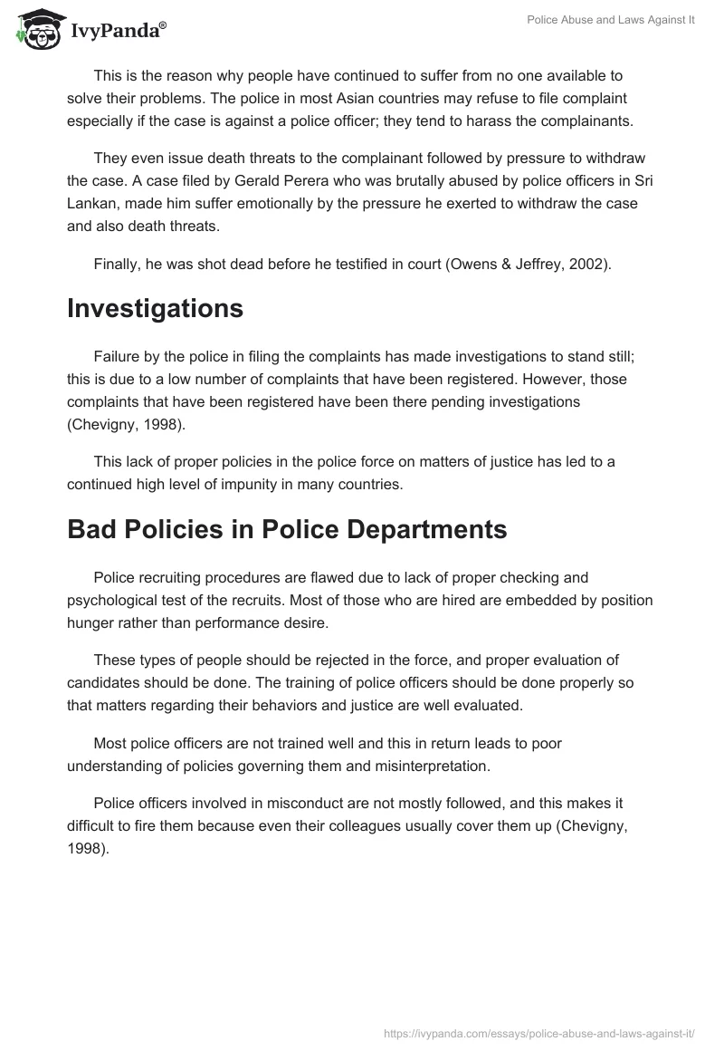 Police Abuse and Laws Against It. Page 5
