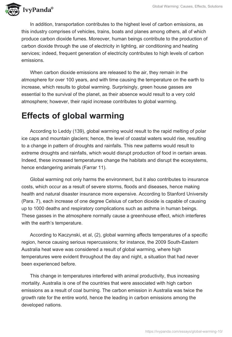Global Warming: Causes, Effects, Solutions. Page 2