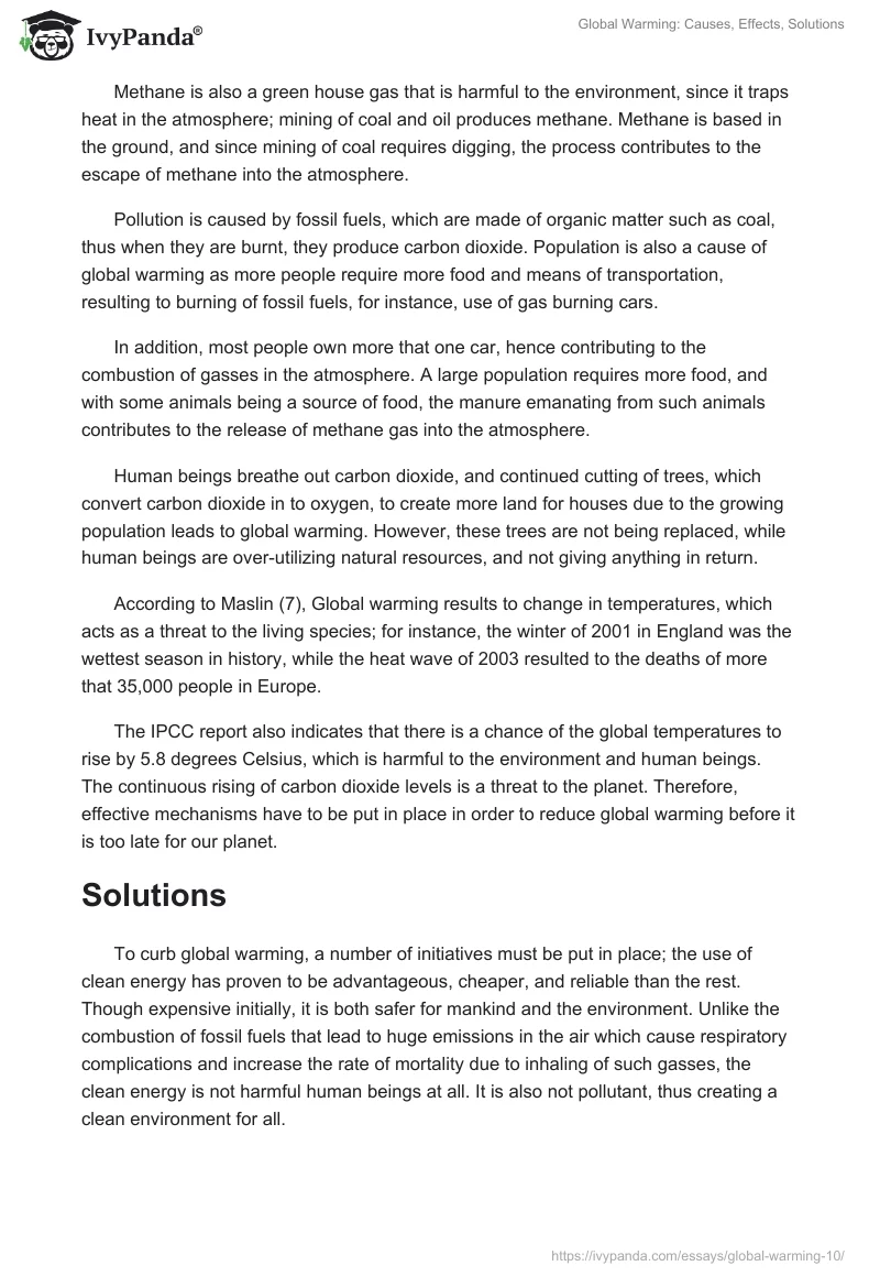 Global Warming: Causes, Effects, Solutions. Page 3