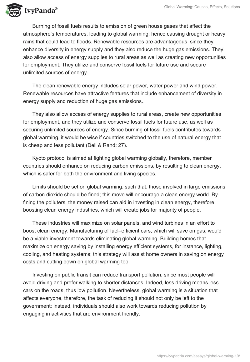 Global Warming: Causes, Effects, Solutions. Page 4