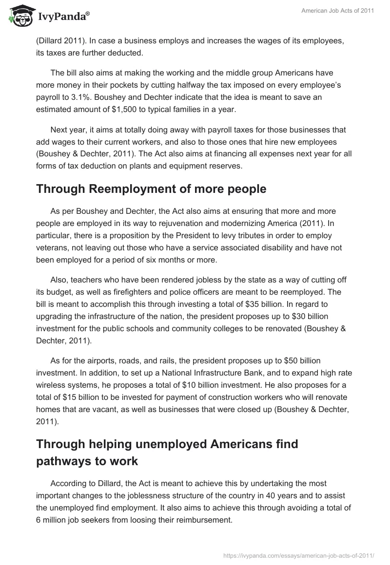 American Job Acts of 2011. Page 2