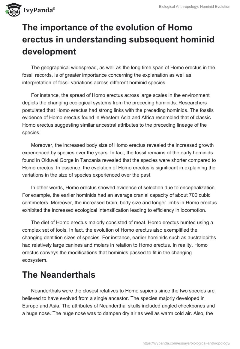 Biological Anthropology: Hominid Evolution. Page 3