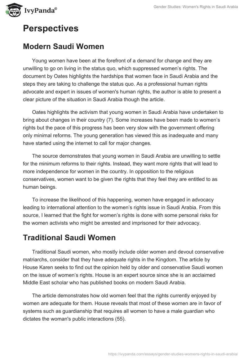 Gender Studies: Women's Rights in Saudi Arabia. Page 2