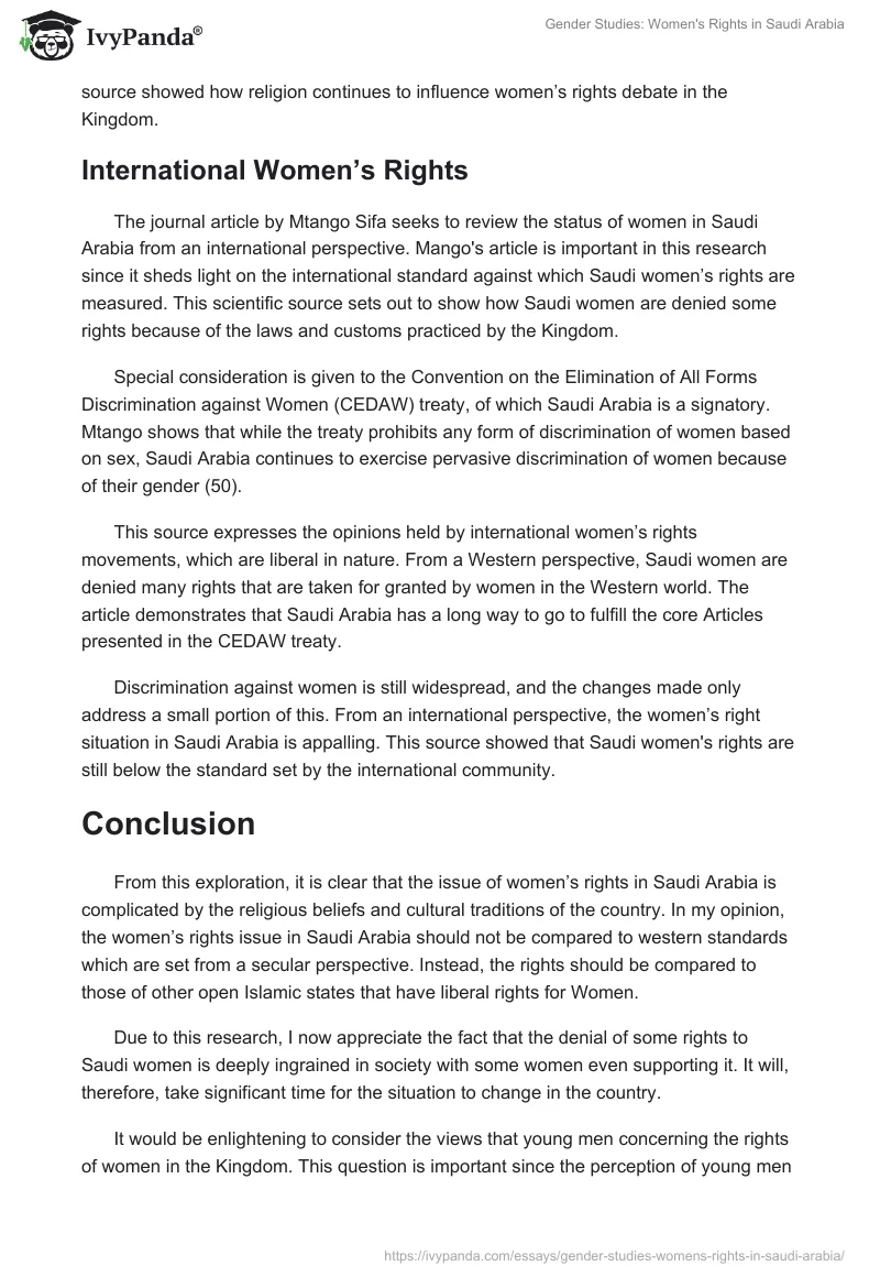 Gender Studies: Women's Rights in Saudi Arabia. Page 4