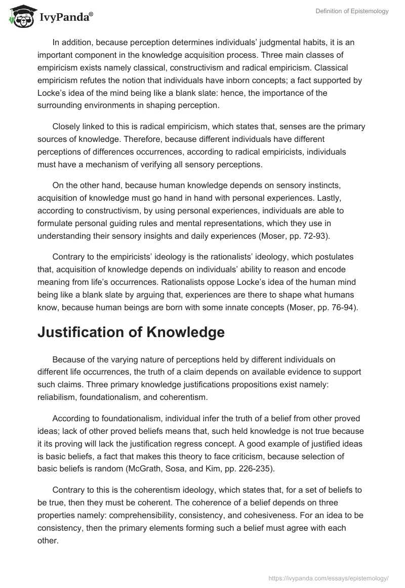 Definition of Epistemology. Page 2