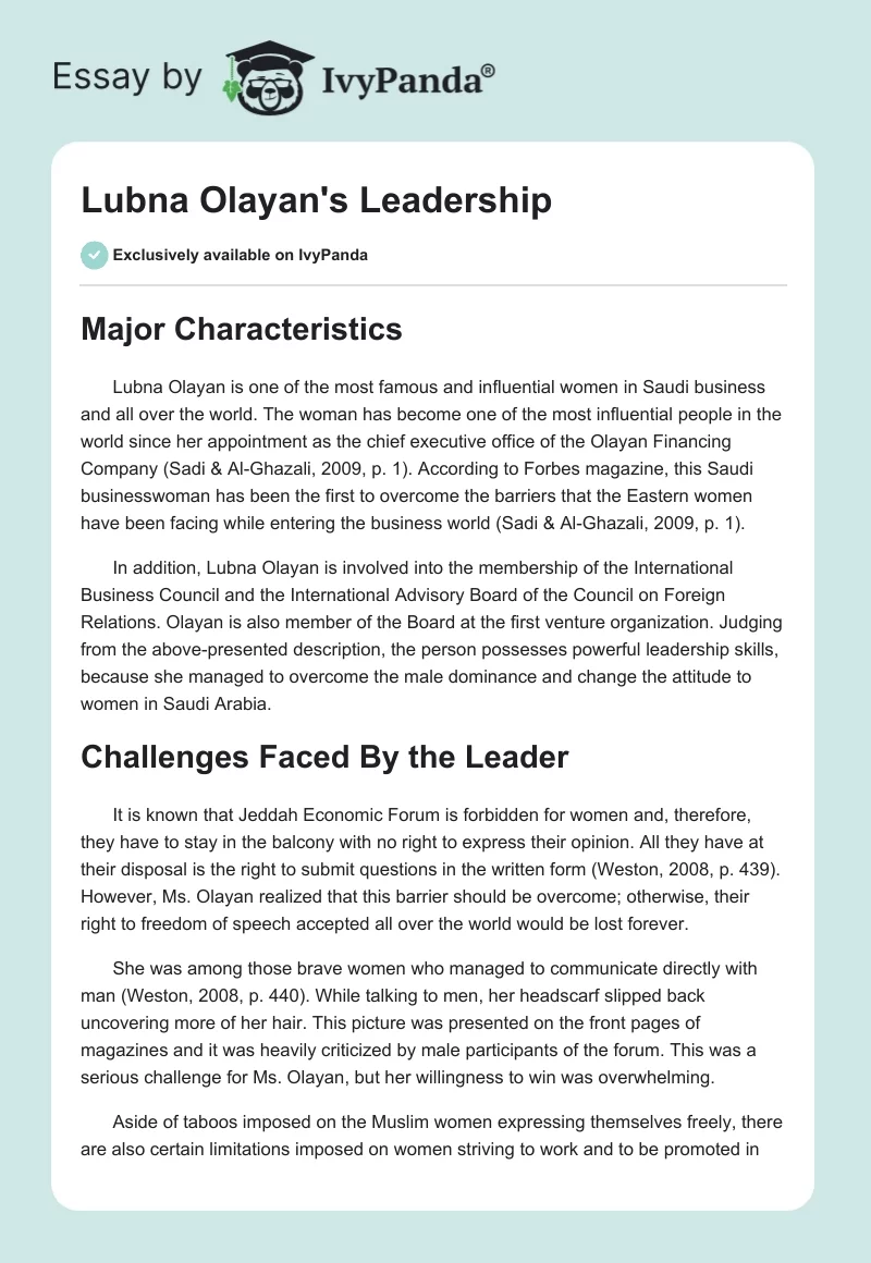 Lubna Olayan's Leadership. Page 1