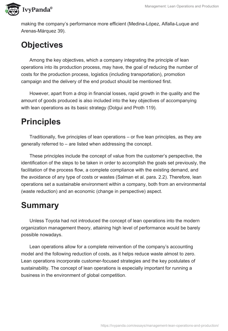 Management: Lean Operations and Production. Page 2