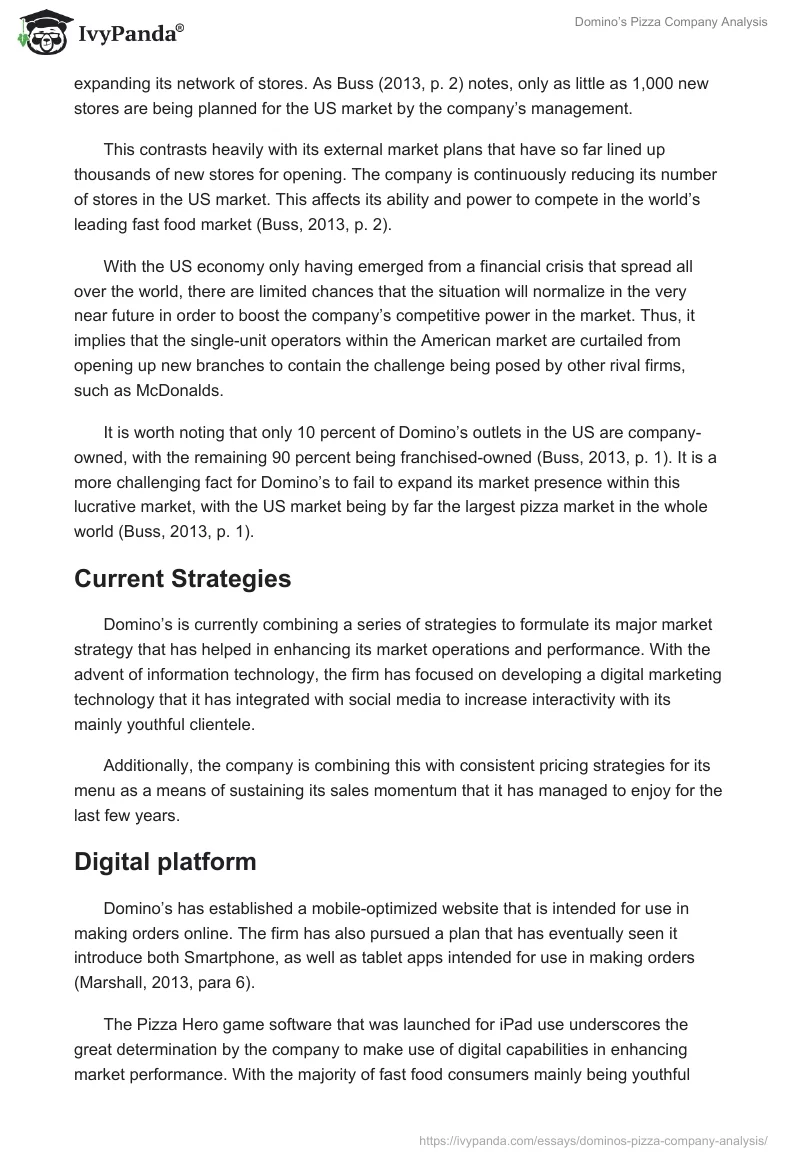 Domino's Pizza Case Study: Strategic Management. Page 4