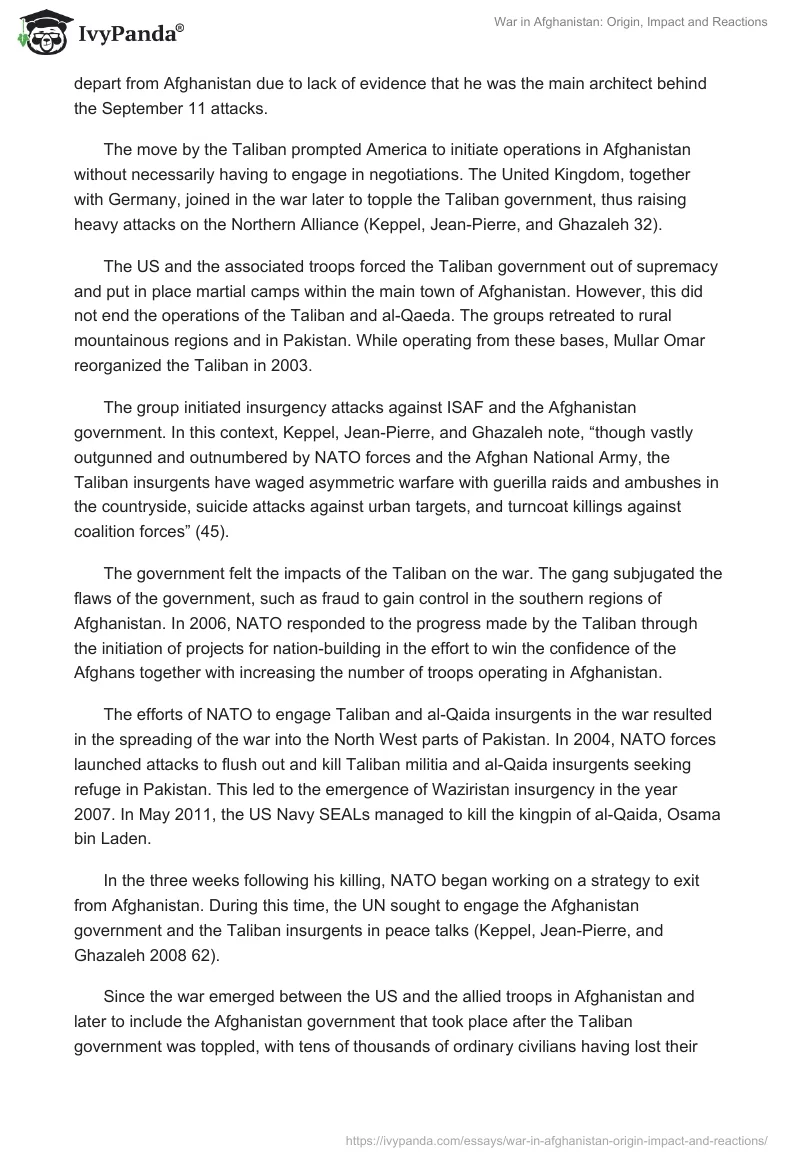 War in Afghanistan: Origin, Impact and Reactions. Page 2