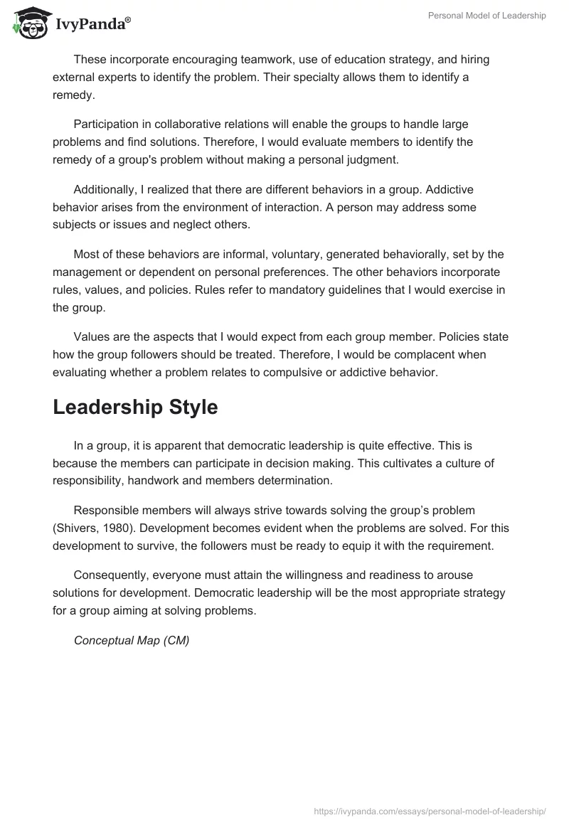 Personal Model of Leadership. Page 2