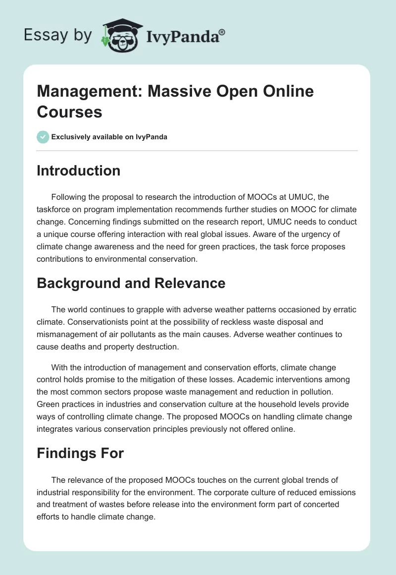 Management: Massive Open Online Courses. Page 1