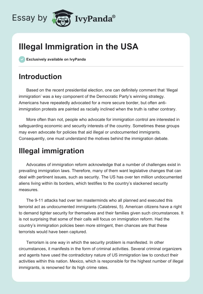 Illegal Immigration in the USA. Page 1