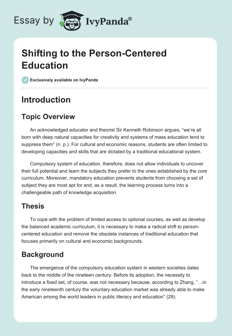 Shifting to the Person-Centered Education. Page 1