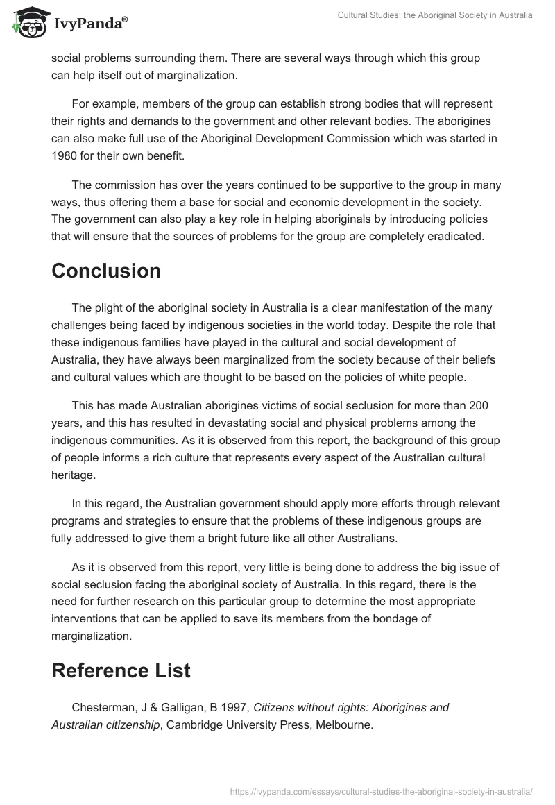 Cultural Studies: the Aboriginal Society in Australia. Page 3
