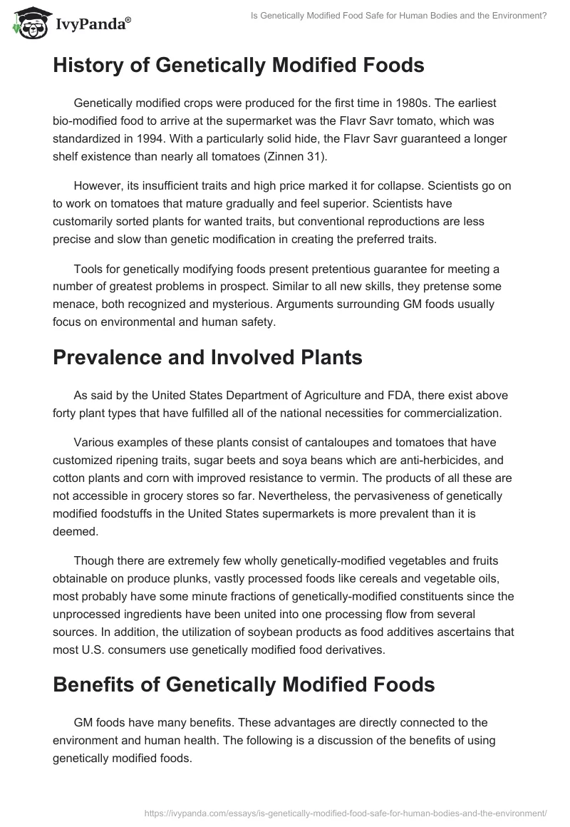 Is Genetically Modified Food Safe for Human Bodies and the Environment?. Page 2