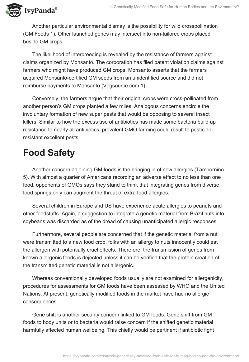 Is Genetically Modified Food Safe for Human Bodies and the Environment?. Page 5