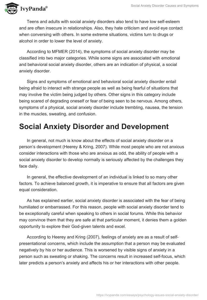 Social Anxiety Disorder Causes and Symptoms. Page 3