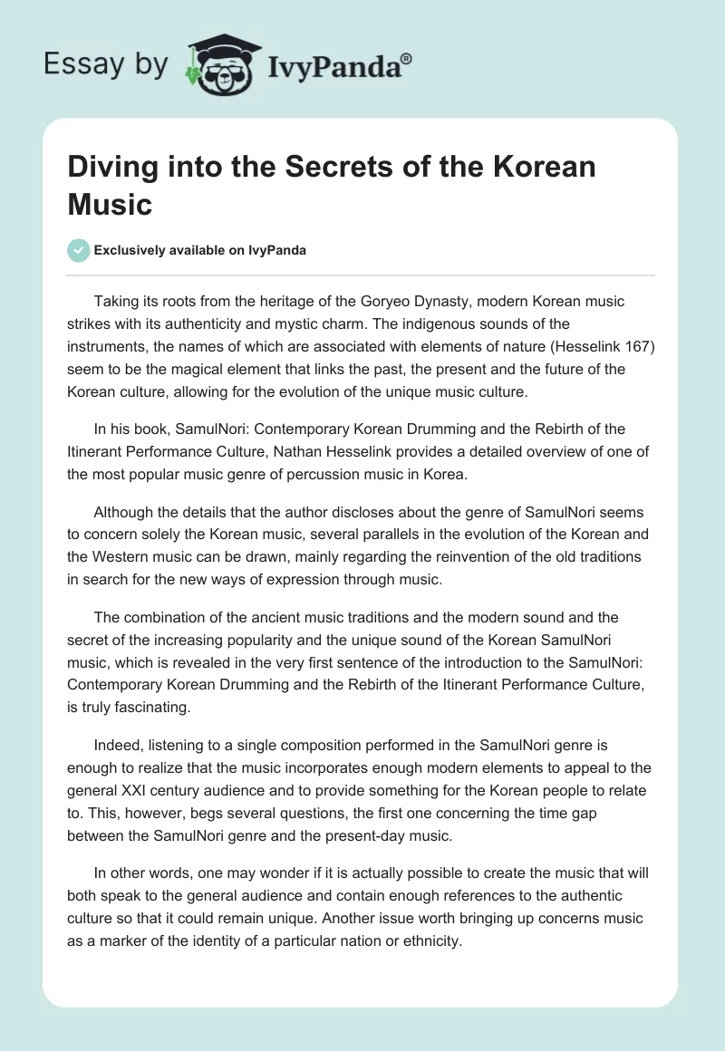 Diving Into the Secrets of the Korean Music. Page 1