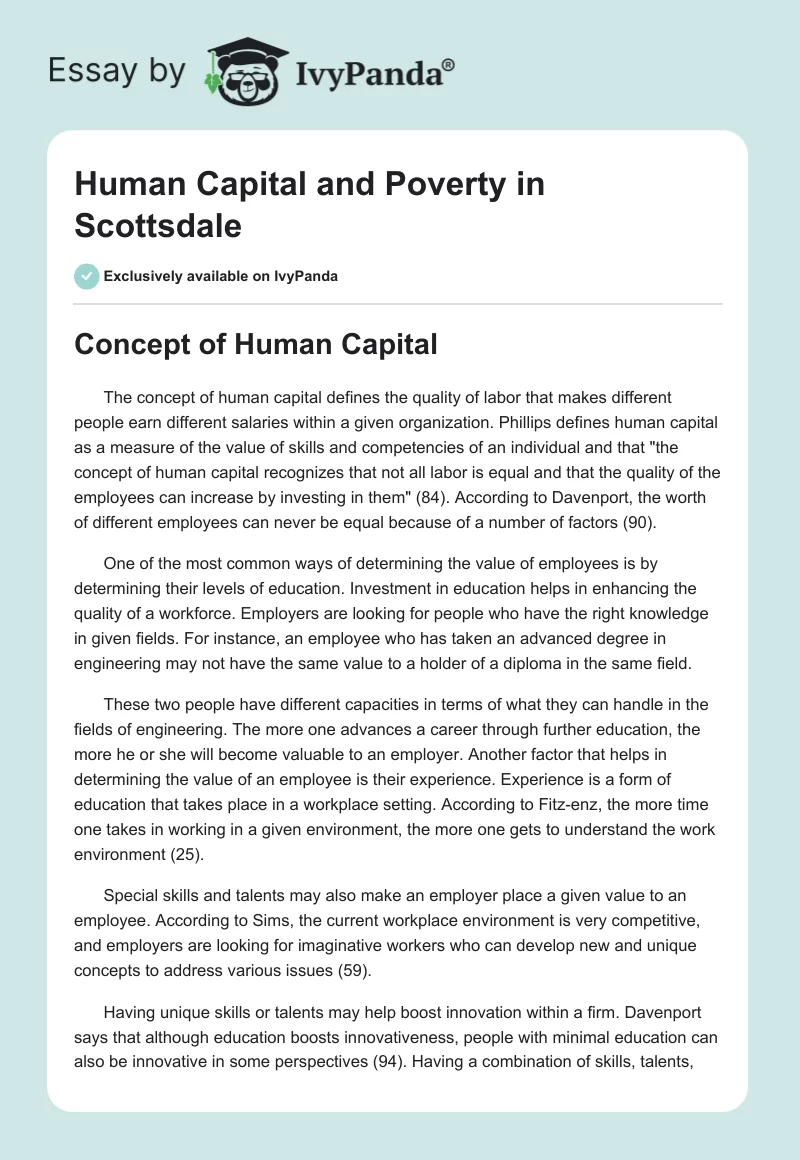 Human Capital and Poverty in Scottsdale. Page 1