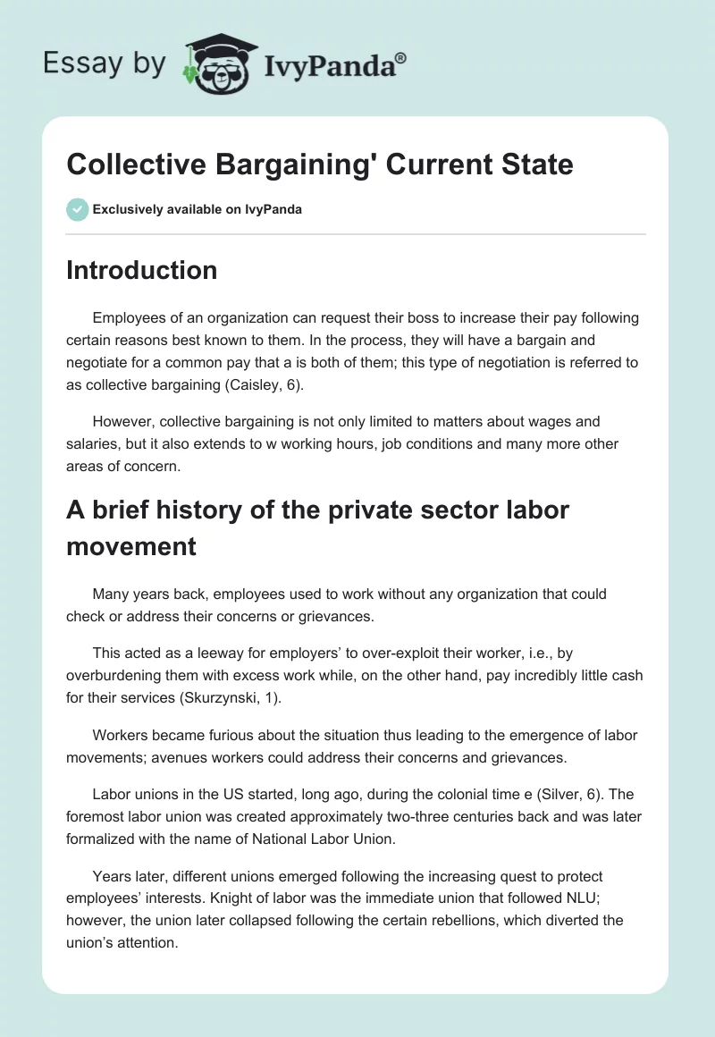 Collective Bargaining' Current State. Page 1