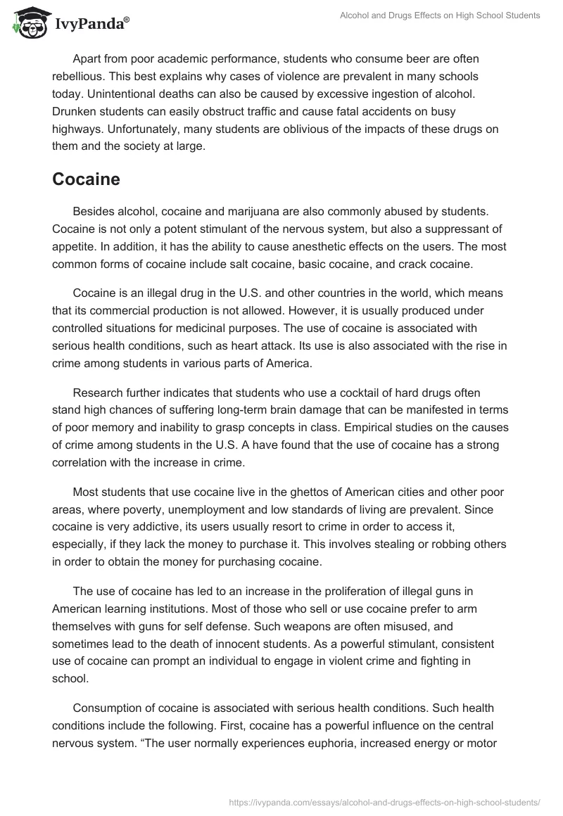 Alcohol and Drugs Effects on High School Students. Page 3