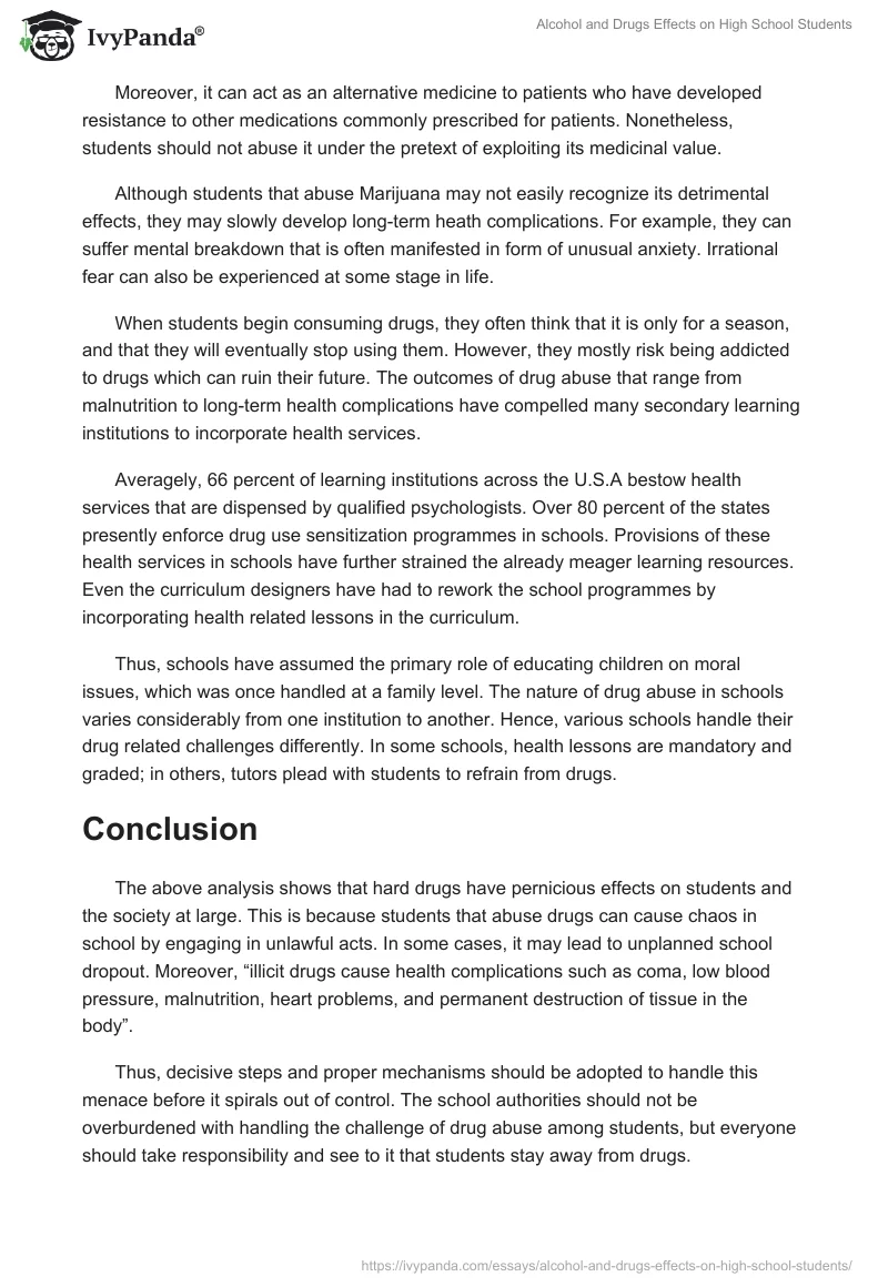 Alcohol and Drugs Effects on High School Students. Page 5