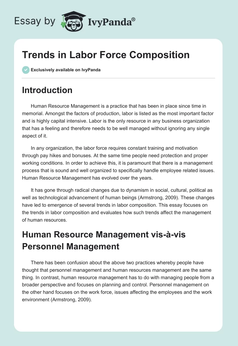 Trends in Labor Force Composition. Page 1