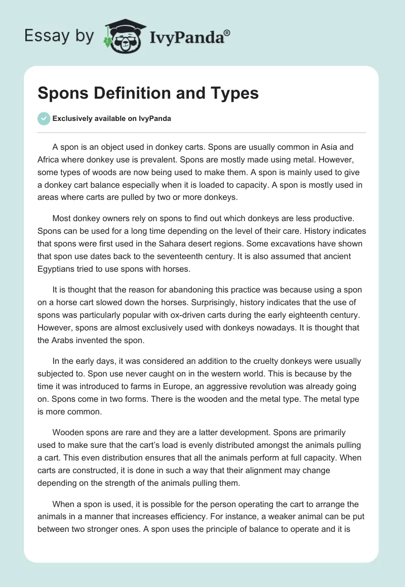Spons Definition and Types. Page 1