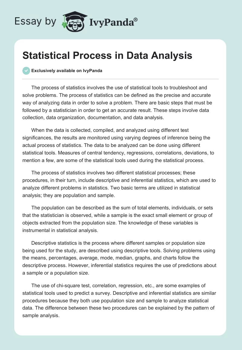 Statistical Process in Data Analysis. Page 1