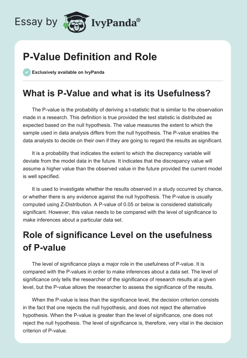 P-Value Definition and Role. Page 1