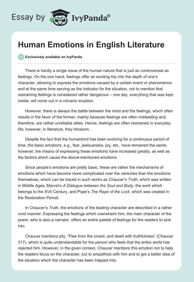 Human Emotions in English Literature. Page 1