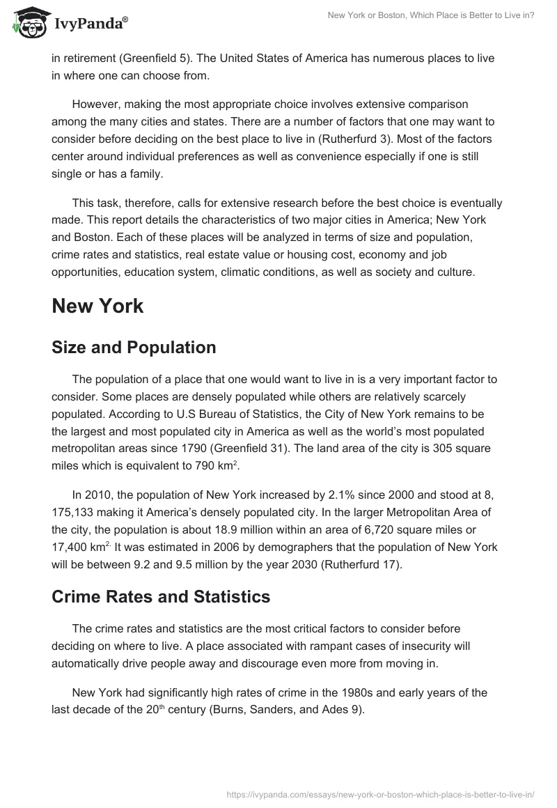 New York or Boston, Which Place is Better to Live in?. Page 2