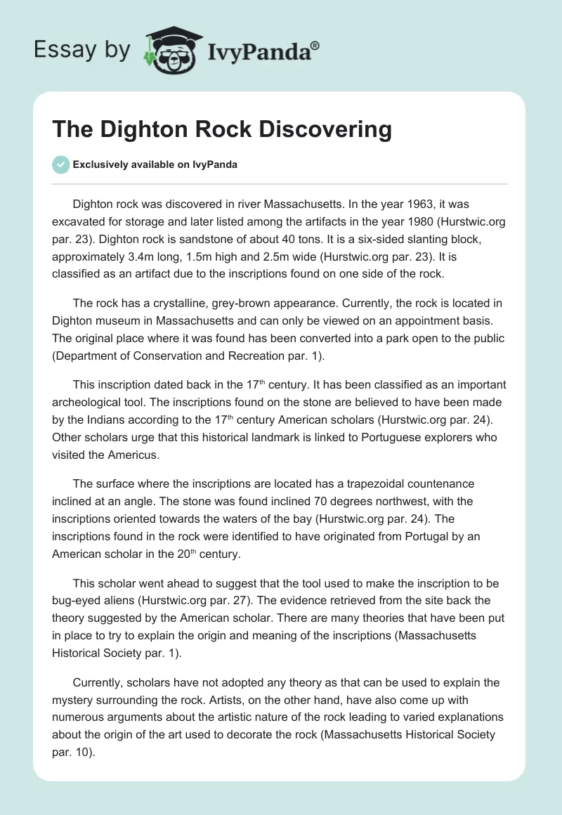 The Dighton Rock Discovering. Page 1