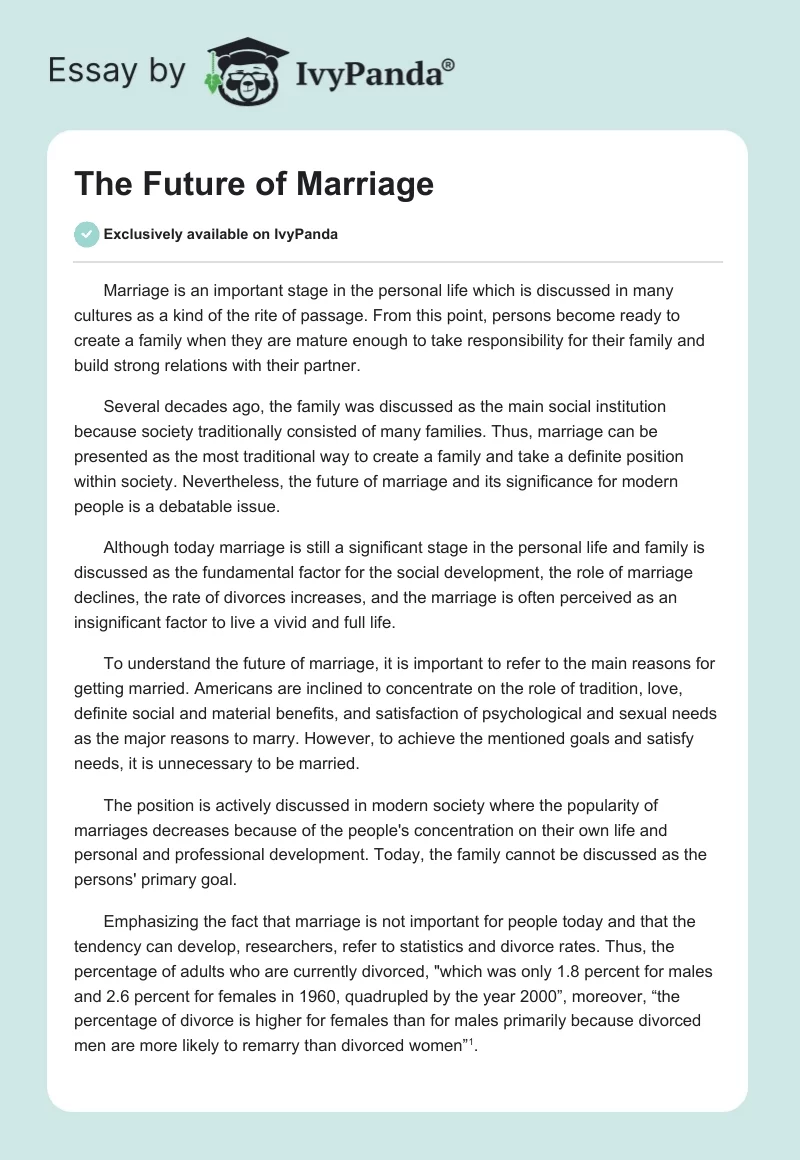 The Future of Marriage. Page 1